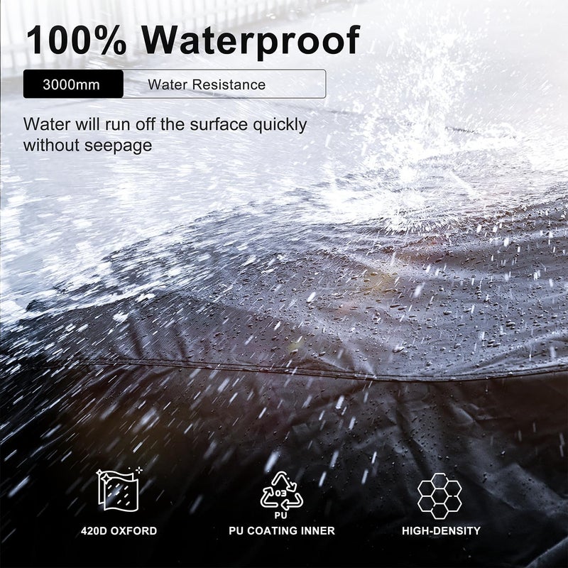 INSAUTO Heavy Duty Waterproof All-Weather Car Cover for Sedans (185–193 Inches), Outdoor Full Car Cover with Door Zipper, Protects from Sun, Rain, Snow, Dust & UV (Black) - Image 2